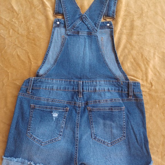 Blue Spice Size 9 Denim Overall Shorts - Picture 6 of 12